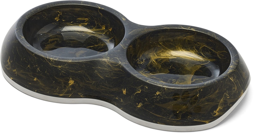 A8114 DELICE DUBBELE EETPOT MARBLE ZWART/GOUD 2*Ø10.5CM 0.2L