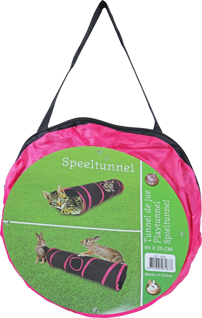 Boon speeltunnel nylon 85x25 cm zwart/roze