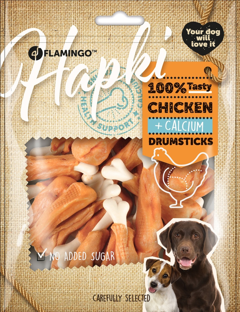HAPKI CALCIUM DRUMSTICKS MET KIP 170 GRAM