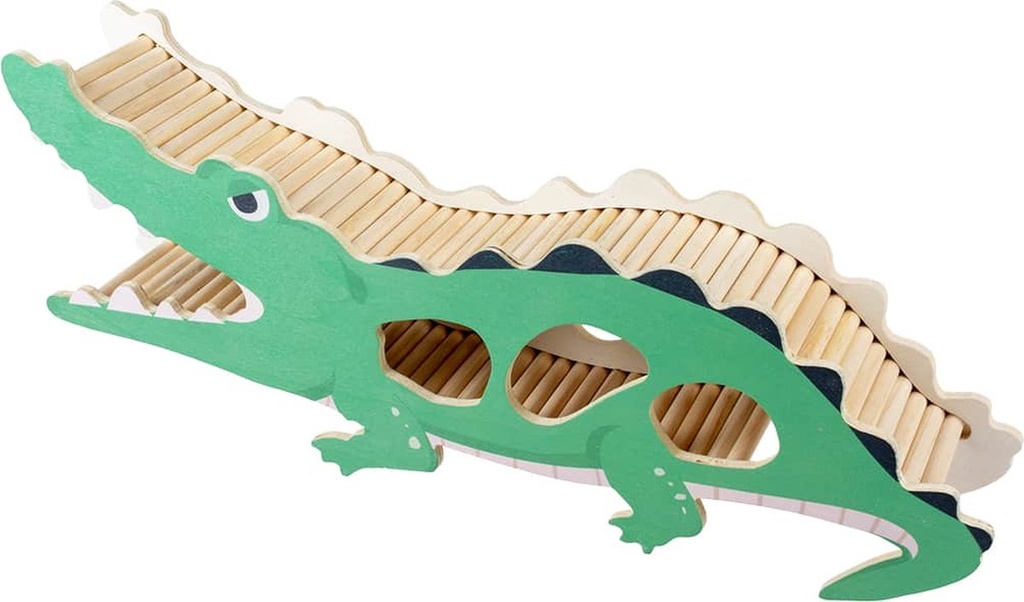Knaagdieren houten speelhuis krokodil 50x8,5x20cm Meerkleurig