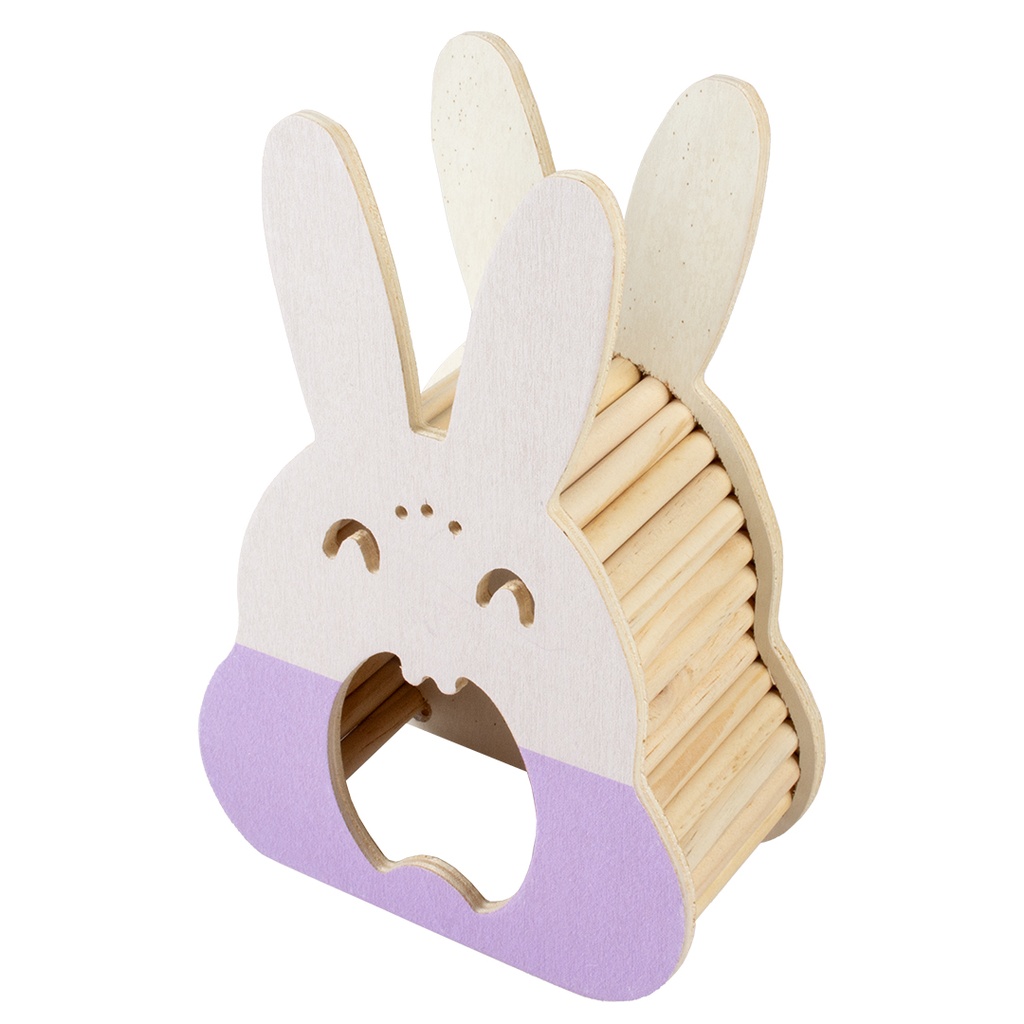 Knaagdieren houten speelhuis konijn 16,5x8,5x24cm Meerkleurig
