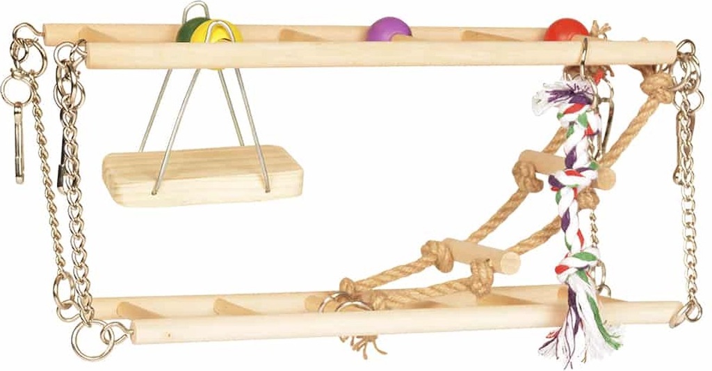 Houten Hangbrug Met Schommel 27x16x10CM