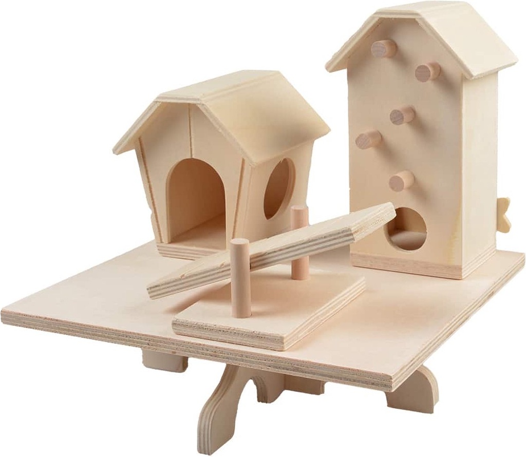 Houten speeltuin met huisjes 23x20x22cm bruin