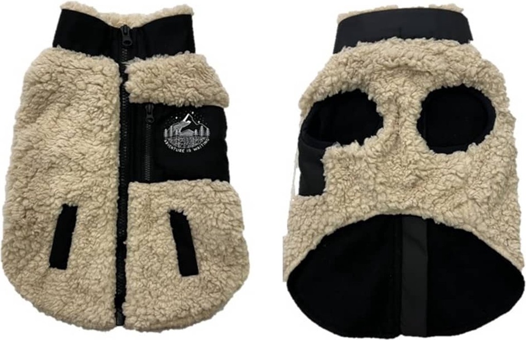 !! Hondenjas sheep skin L - 60cm zwart/wit