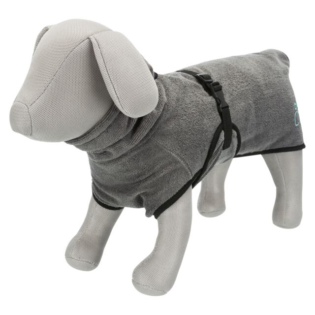 Badjas voor honden, badstof, XL: 75 cm, grijs