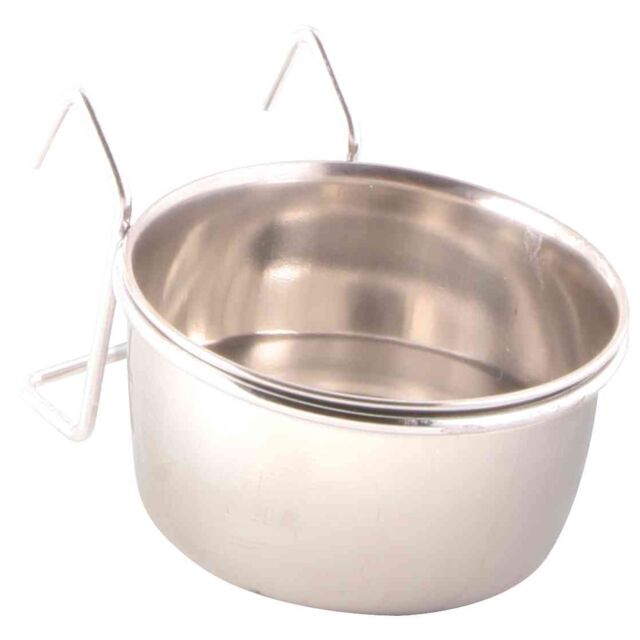 Voer/waterbak, RVS, met houder om op te hangen, 150 ml/ø 7 cm