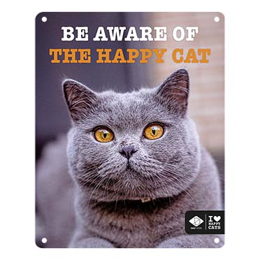 I LOVE Happy Cats bord 'be aware' 20x25cm Meerkleurig