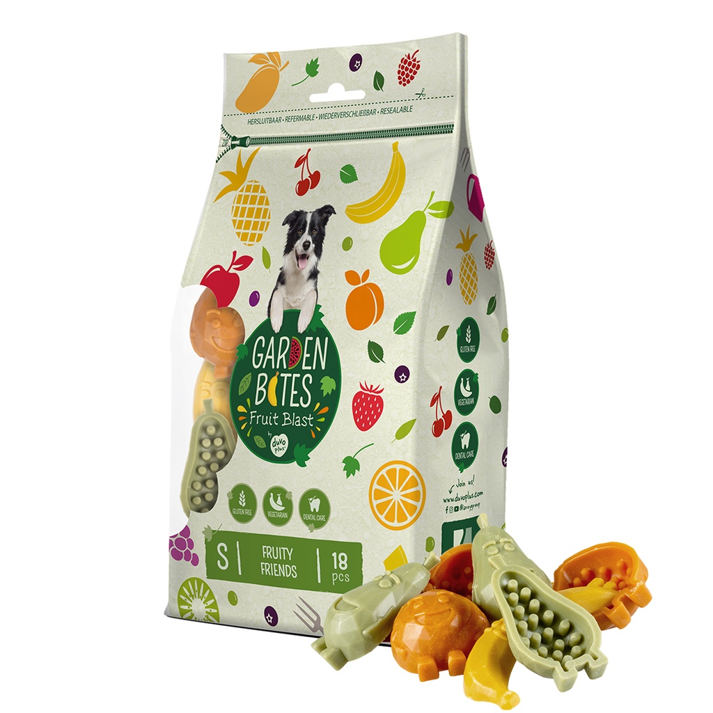 Garden Bites Fruity friends M - 8,5cm - 45g - display gemengde kleuren