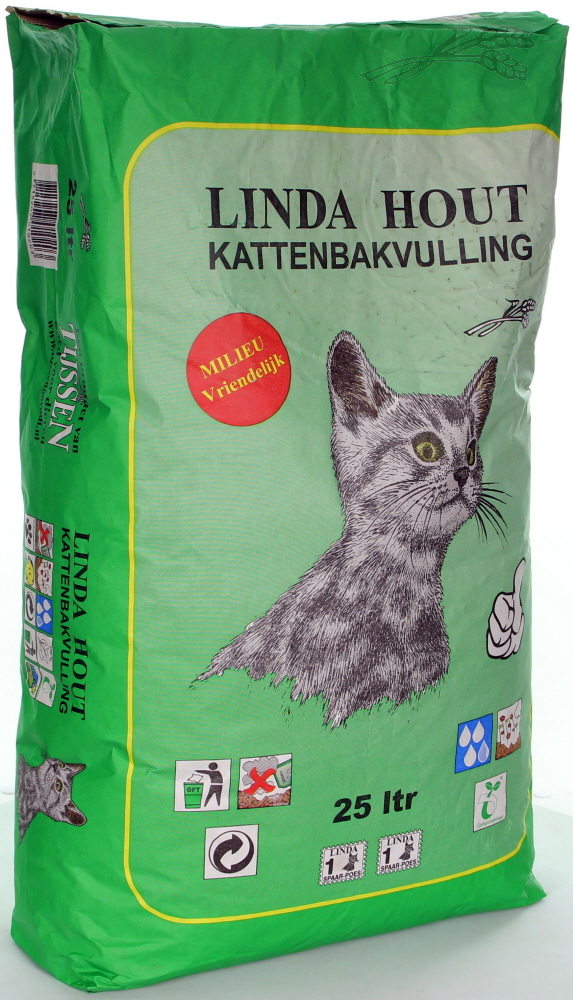 ***Kattenbak vulling woody cat / linda hout 20ltr