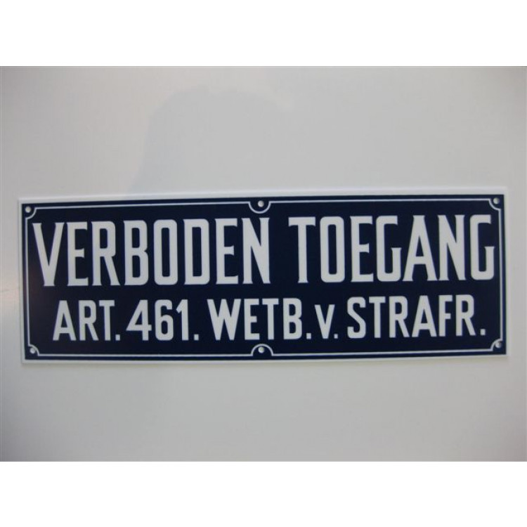 Bord verboden toegang art. 461 kunststof blauw/wit