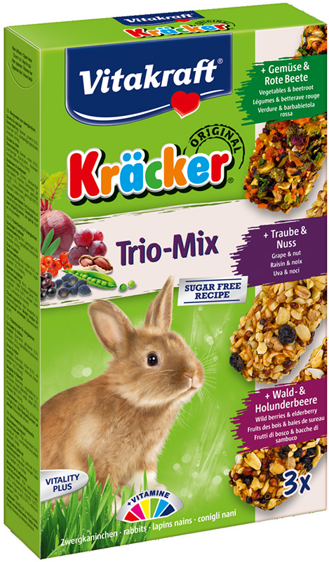 Vitakraft Kräcker Trio-Mix groente/noot/bosbessen konijn 3in1