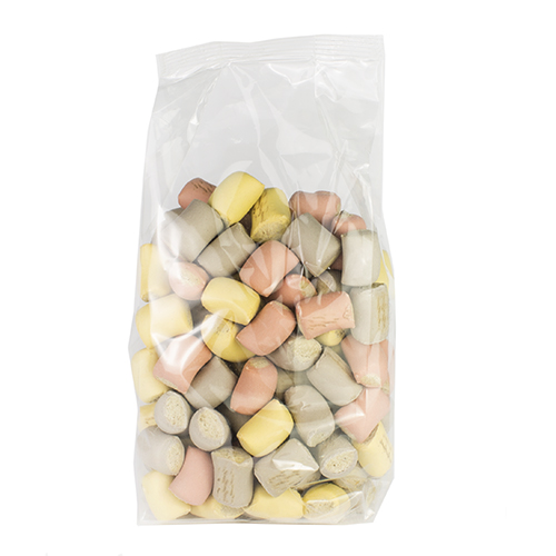 Mini-mergpijpjes bont 400 gr./zakje