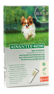 Advantix 40 1,5-4 KG,4 pipetten Bayer
