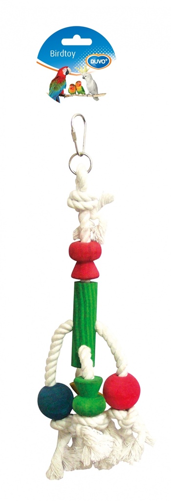 Birdtoy kooi touw met blokjes 33cm