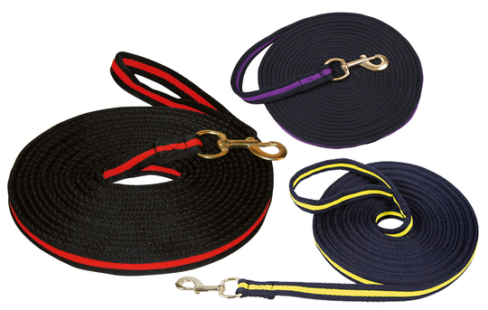 Longeerlijn Soft black/red met musketonsluiting 8 m