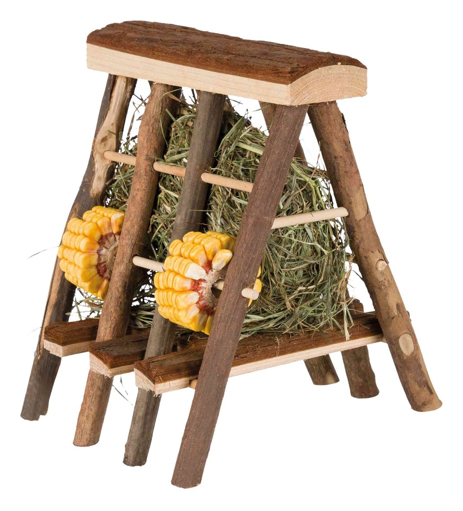 Hay manger with hay and seed rings, 17 × 20 × 17 cm,
