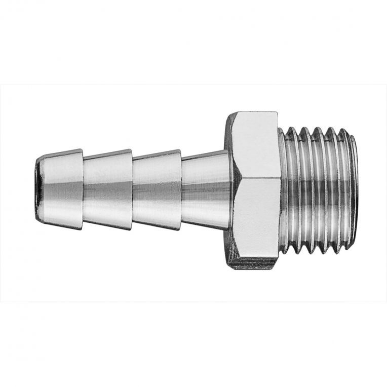 Nippel met slang verbindstuk 6mm 1/4' buitendraad, 0-16 Bar, CE
