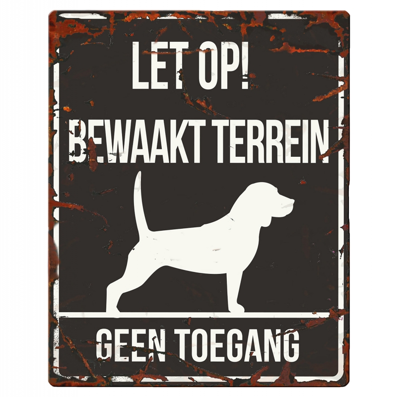 WARNING SIGN SQUARE BEAGLE N zwart