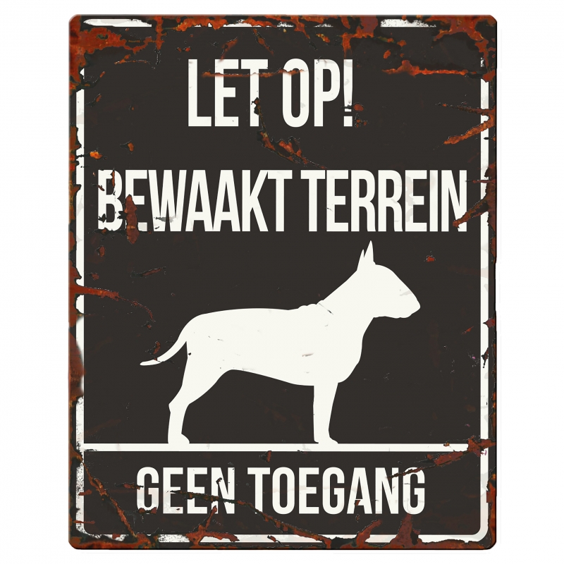 WARNING SIGN SQUARE BULL TERRIER N zw