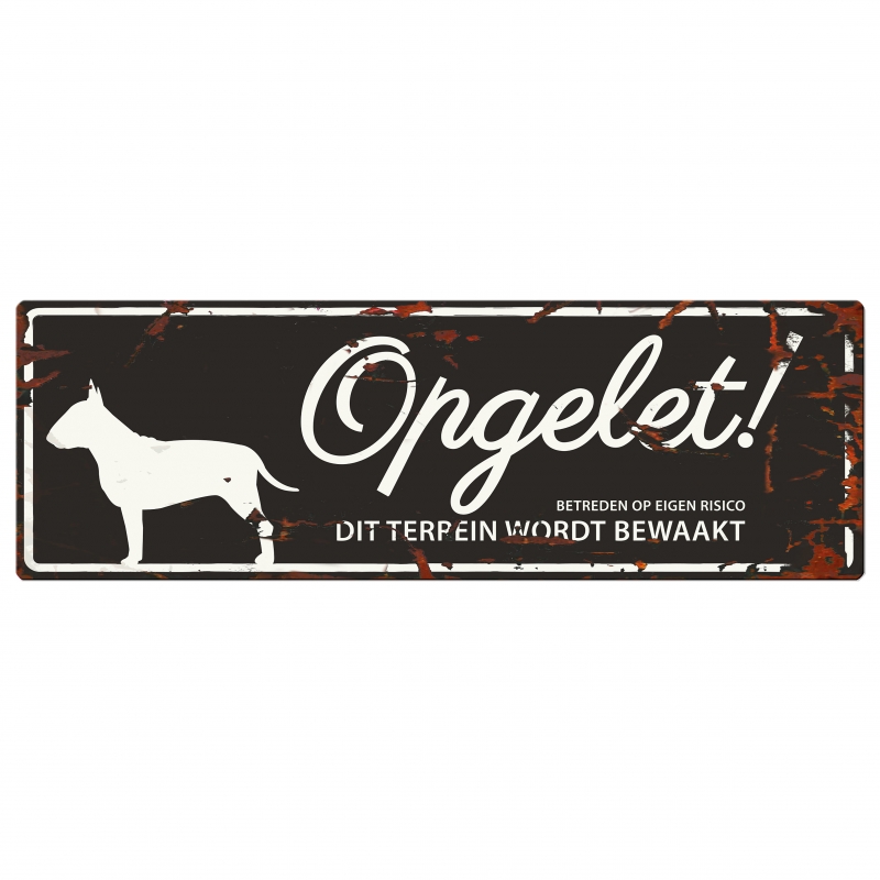 WARNING SIGN BULL TERRIER N zwart