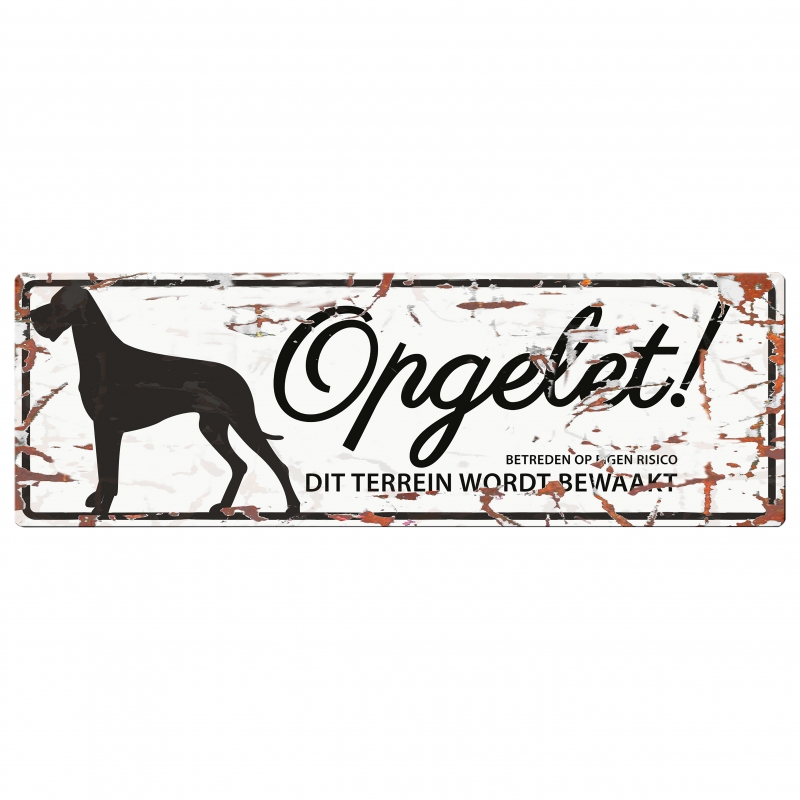 WARNING SIGN DANISH DOG N wit