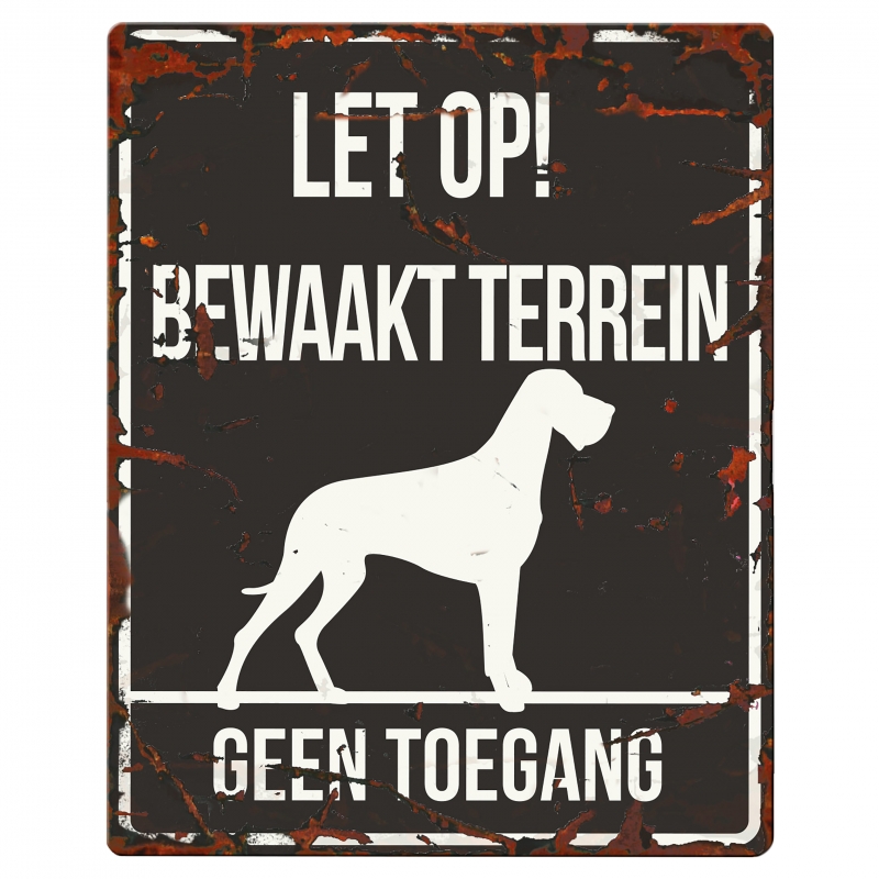 WARNING SIGN SQUARE DANISH DOG N zw