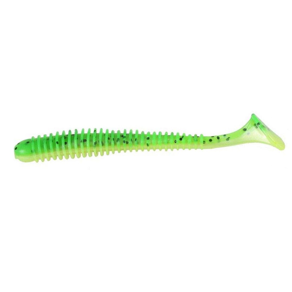 LFT Vibration Worm Shads (076) 4pcs. 9cm. - Green Chartreuse Belly