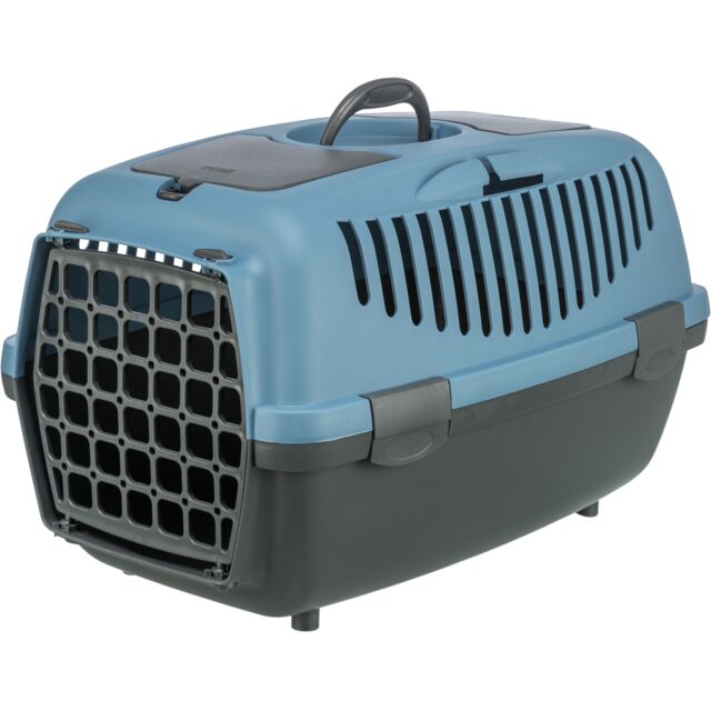 Vervoersbox Capri 3, S: 40 × 38 × 61 cm, donkergrijs/pastelblauw