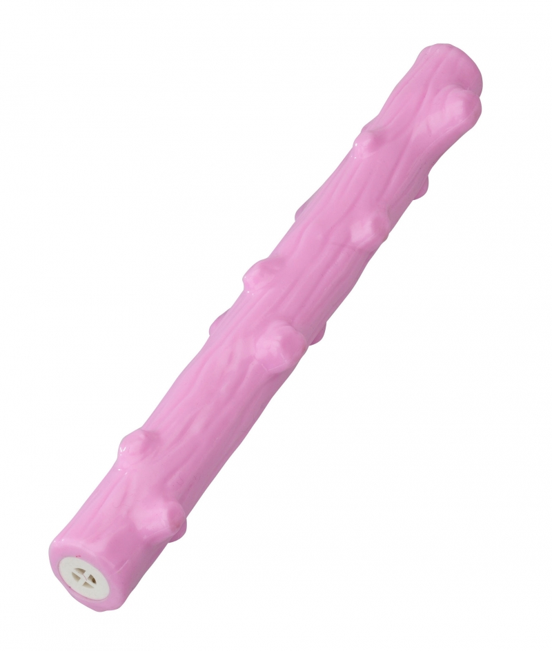 Rubber stok met aardbei 30,50cm roze