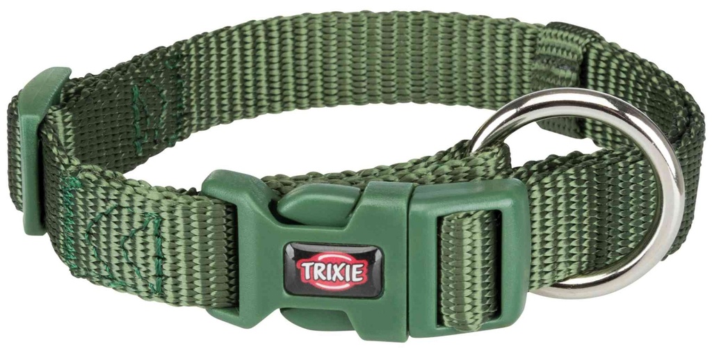 Premium Halsband, S–M: 30–45 cm/15 mm, bosgroen