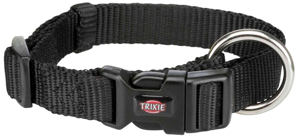 Premium Halsband, M–L: 35–55 cm/20 mm, zwart