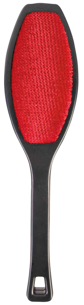 Pluizenborstel, dubbelzijdig, zwart/rood