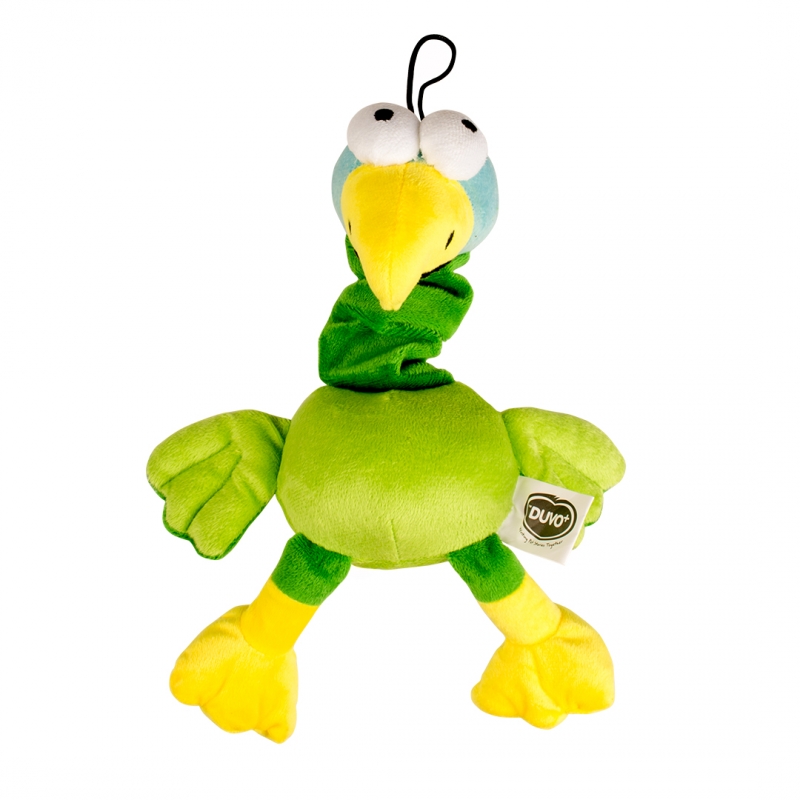 Dogtoy PLUCHE GEKKE PAPEGAAI MET REKKER 30cm