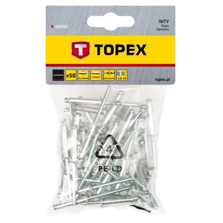 Popnagels 3,2x10mm 50 Stuks Verpakking, Aluminium