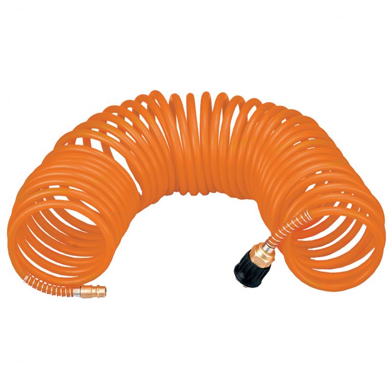 Luchtspiraalslang 5mtr 8mm, Nylon, Krulslang, Incl Koppelingen