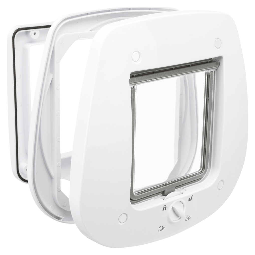 4-weg huisdierluik voor glasdeuren, 27 × 26 cm, wit