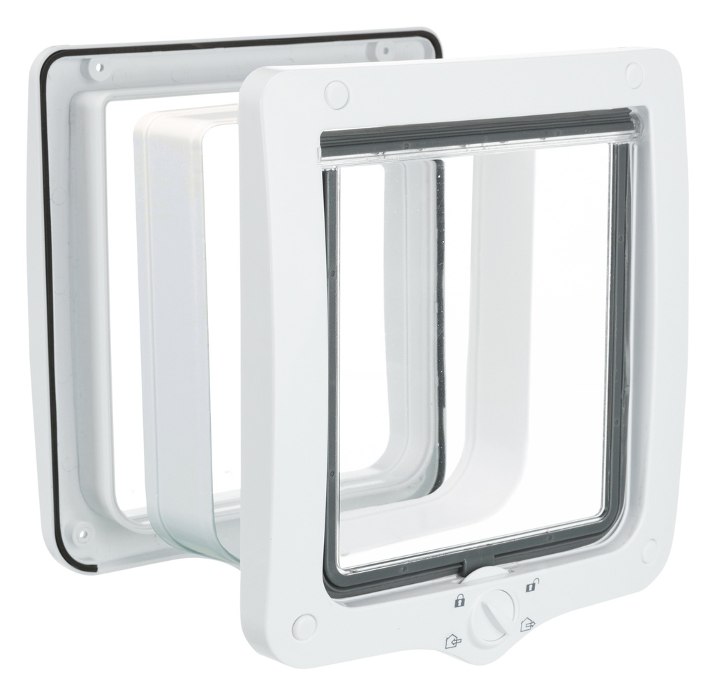4-weg huisdierluik XL met tunnel, 24 × 28 cm, wit