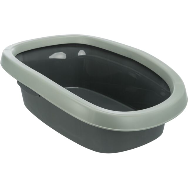 Be Eco kattenbak Carlo, met rand, 31 × 14 × 43 cm, antraciet/grijs-groen