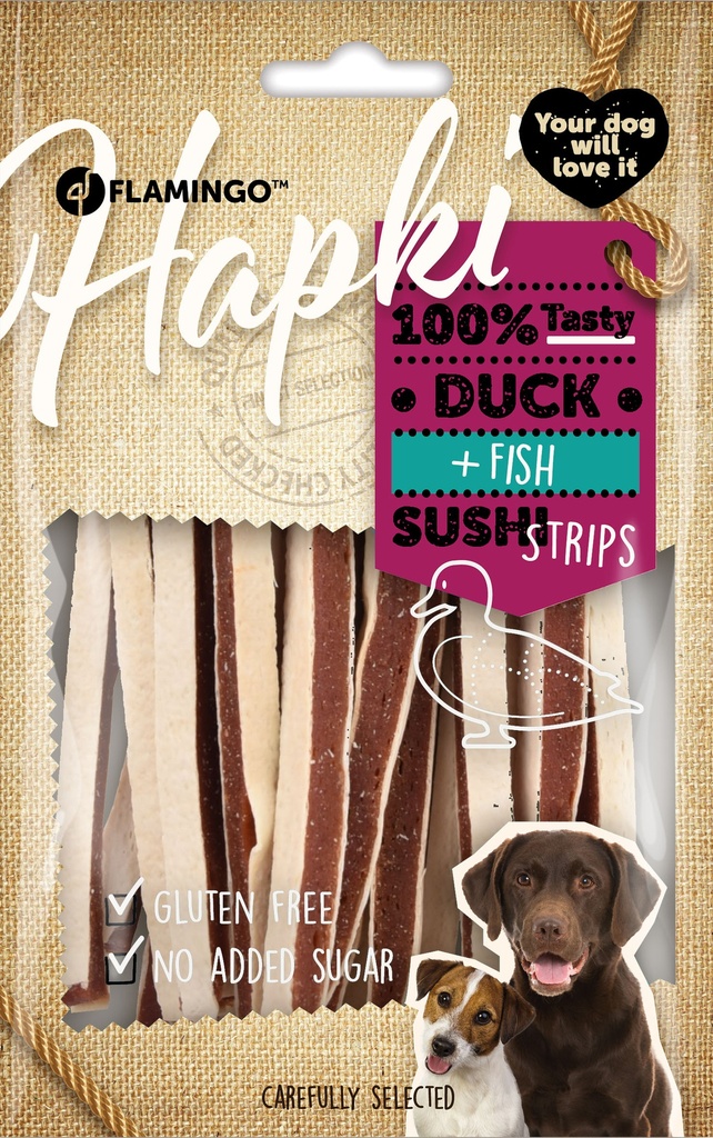 HAPKI DUCK EN FISH SUSHI STRIPS 85 GRAM
