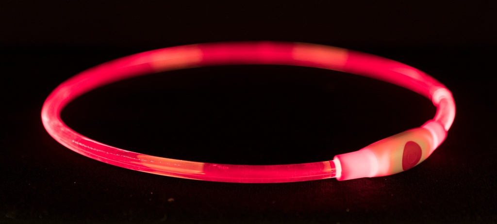 Flash lichtring USB, S–M: 40 cm/ø 8 mm, rood