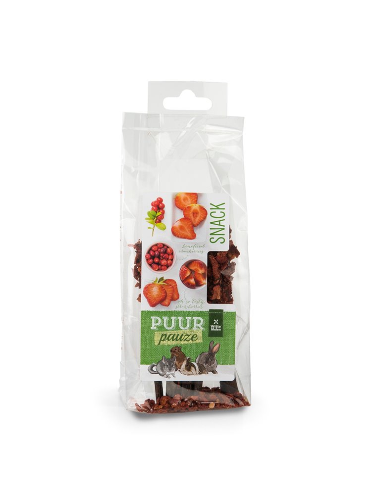 PUUR PAUZE KNABBELHOUTJES AARDBEI 50gr
