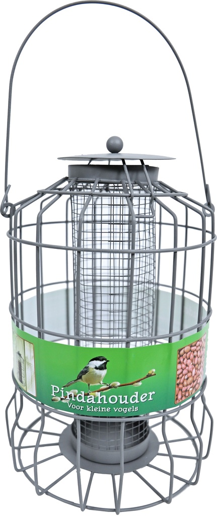 # PINDAHOUDER MET. KL.VOGELS GRIJS 24X17CM