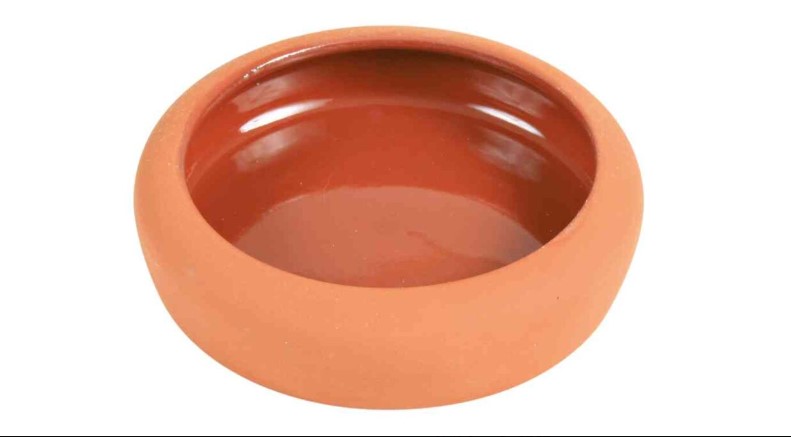 Voer/waterbak met afgeronde rand, keramiek, 600 ml/ø 19 cm, terracotta