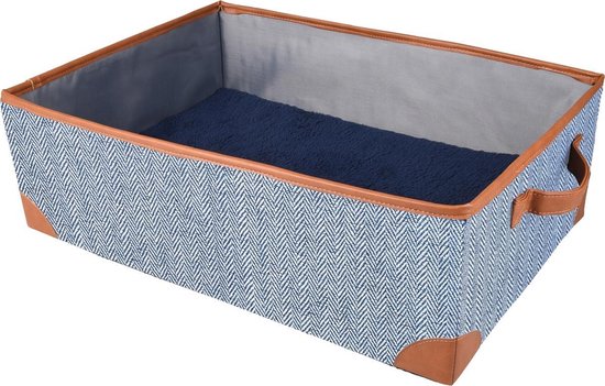 # MAND DENIE MET KUSSEN BLAUW/WIT 50x35x16,5CM