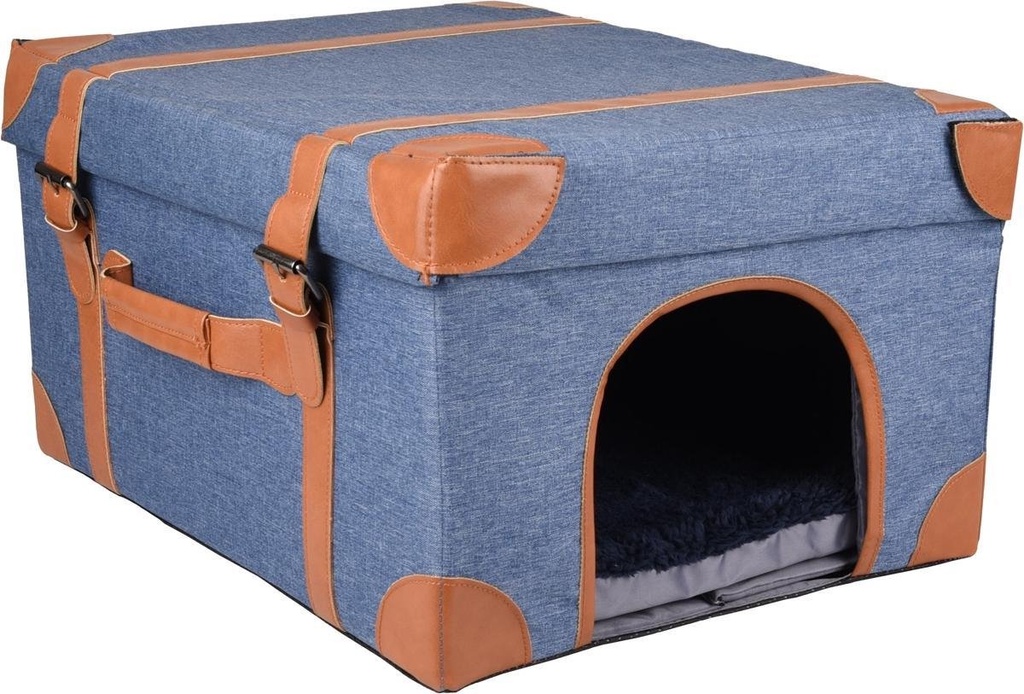 # MAND DENIE KOFFER MET KUSSEN BLAUW 45x34x24CM