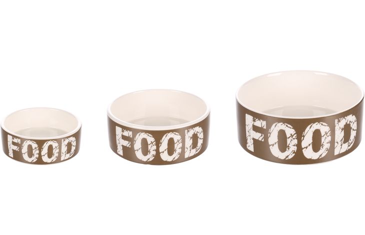 EETPOT HOND KYRA KERAMISCH TAUPE/WIT 12,5CM 280ML
