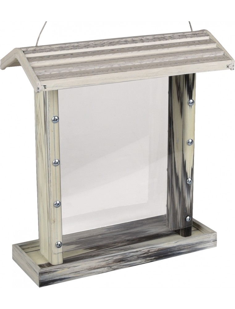 VOEDERSILO ZADEN JONY KUNSTSTOF MET HOUT WIT/GRIJS 26x13,5x28,7CM