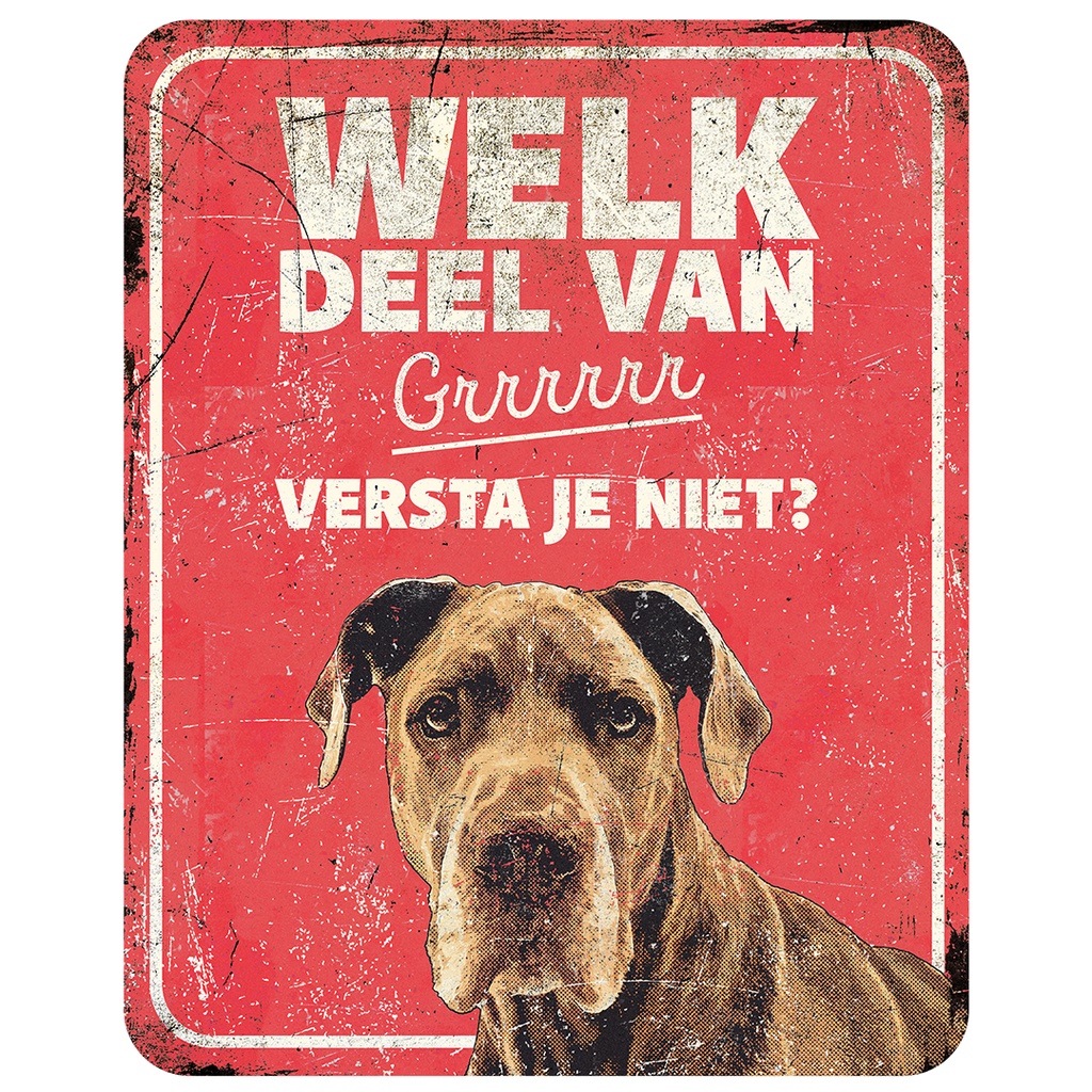 Waarschuwingsbord danish dog nl 25x20x0,3cm rood