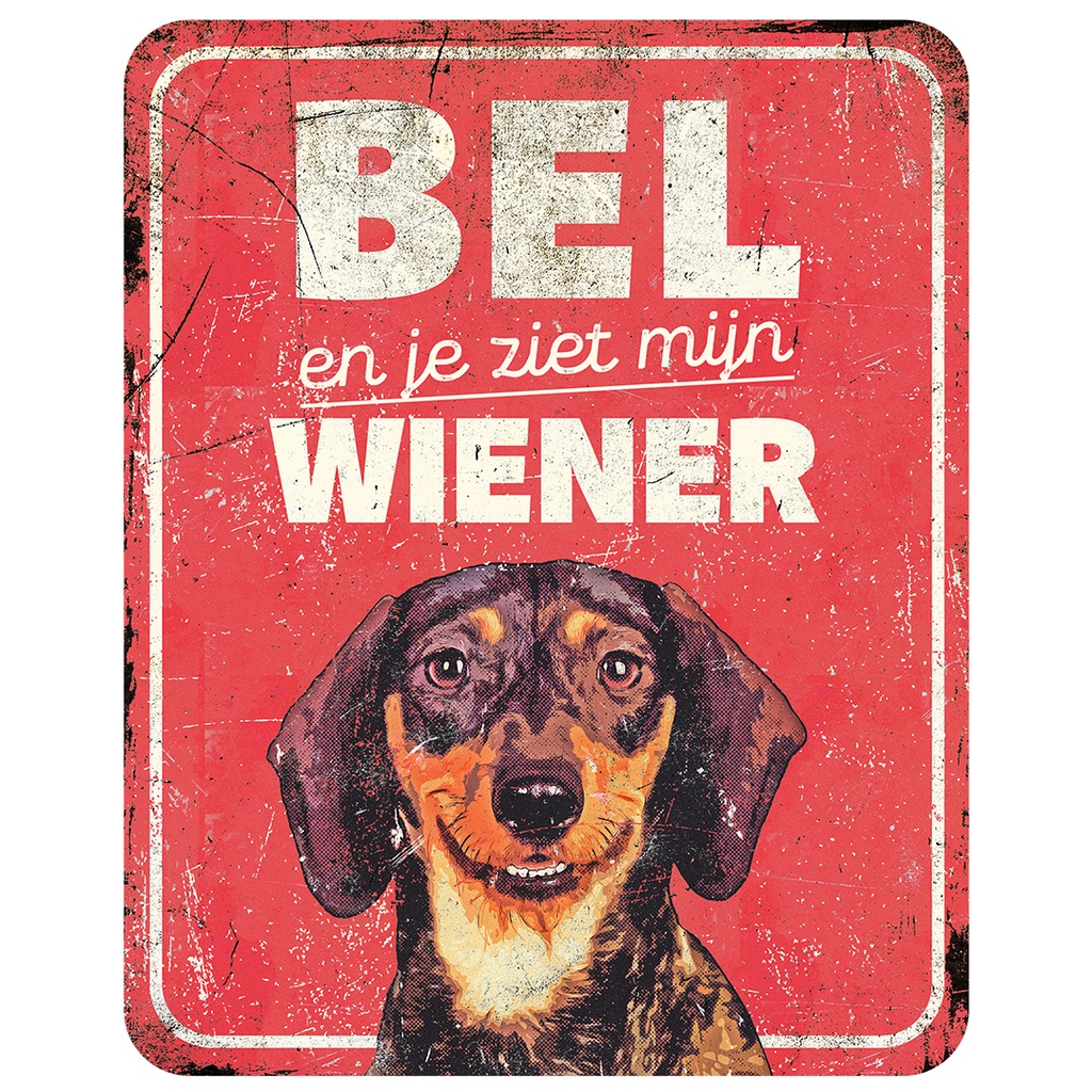 Waarschuwingsbord dachshund nl 25x20x0,3cm rood