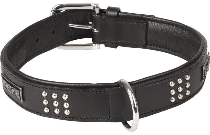 HALSBAND SEDONA LEDER+FITTING ZWART 47-55CM 37MM